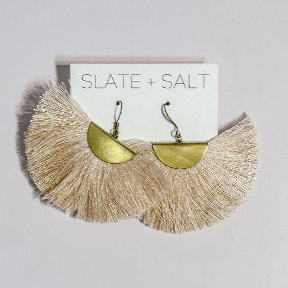 slate + salt Jewelry - Pharoh Fringe Earrings - cream